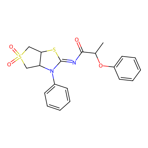 (Z)-N-(5,5-dioxido-3-phenyltetrahydrothieno[3,4-d]thiazol-2(3H)-ylidene)-2-phenoxypropanamide structure