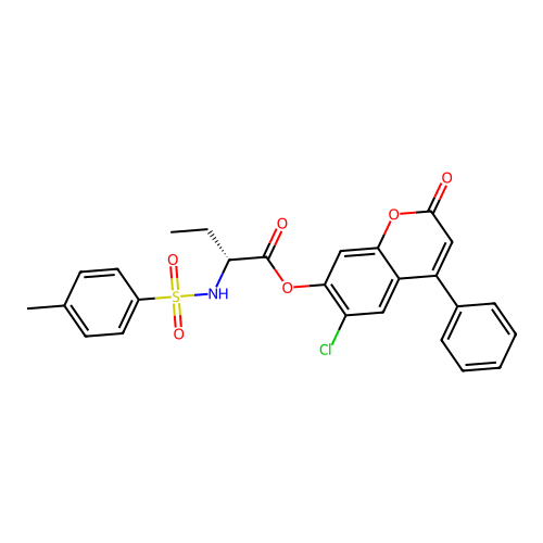 (6-chloro-2-oxo-4-phenylchromen-7-yl) (2R)-2-[(4-methylphenyl)sulfonylamino]butanoate structure