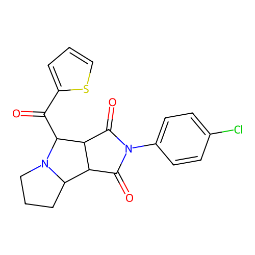 2-(4-chlorophenyl)-4-(thiophen-2-ylcarbonyl)hexahydropyrrolo[3,4-a]pyrrolizine-1,3(2H,4H)-dione structure