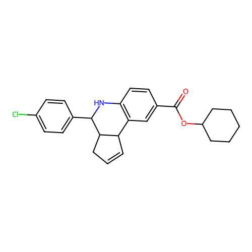 cyclohexyl 4-(4-chlorophenyl)-3a,4,5,9b-tetrahydro-3H-cyclopenta[c]quinoline-8-carboxylate structure
