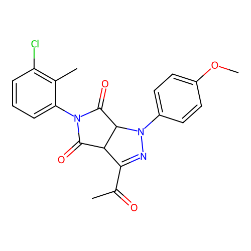 3-acetyl-5-(3-chloro-2-methylphenyl)-1-(4-methoxyphenyl)-1,6a-dihydropyrrolo[3,4-c]pyrazole-4,6(3aH,5H)-dione structure