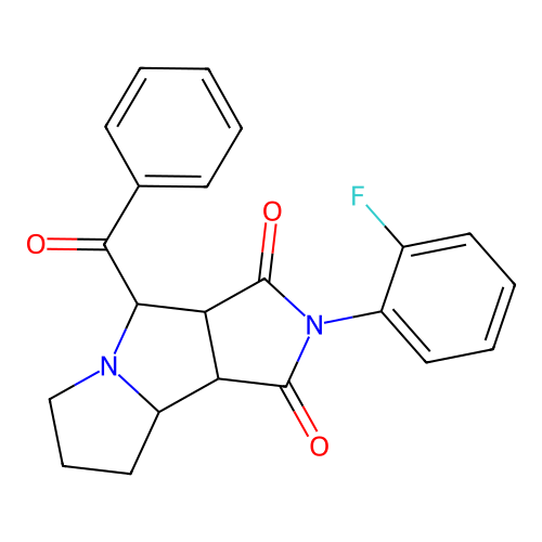 2-(2-fluorophenyl)-4-(phenylcarbonyl)hexahydropyrrolo[3,4-a]pyrrolizine-1,3(2H,4H)-dione structure