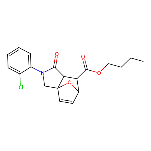 butyl 2-(2-chlorophenyl)-1-oxo-1,2,3,6,7,7a-hexahydro-3a,6-epoxyisoindole-7-carboxylate structure