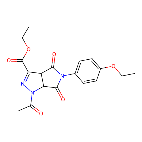 ethyl 1-acetyl-5-(4-ethoxyphenyl)-4,6-dioxo-1,3a,4,5,6,6a-hexahydropyrrolo[3,4-c]pyrazole-3-carboxylate structure
