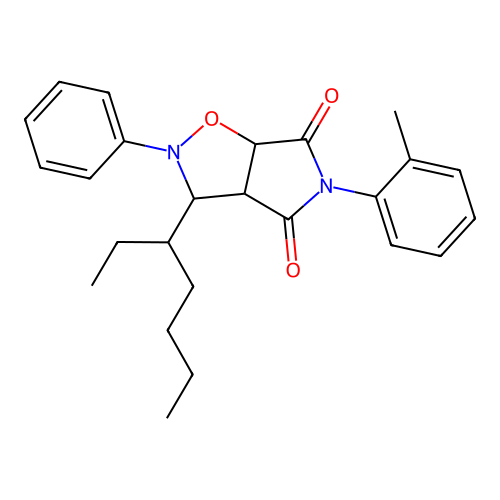 3-(heptan-3-yl)-2-phenyl-5-(o-tolyl)dihydro-2H-pyrrolo[3,4-d]isoxazole-4,6(5H,6aH)-dione structure