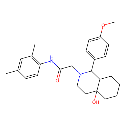 2-[4a-hydroxy-1-(4-methoxyphenyl)-1,3,4,5,6,7,8,8a-octahydroisoquinolin-2-yl]-N-(2,4-dimethylphenyl)acetamide structure