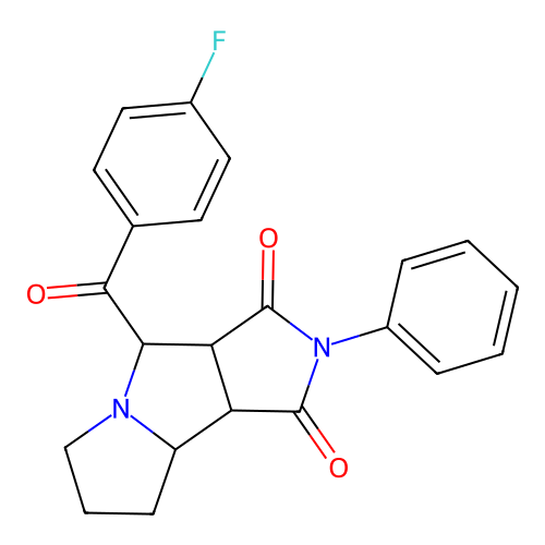 4-[(4-fluorophenyl)carbonyl]-2-phenylhexahydropyrrolo[3,4-a]pyrrolizine-1,3(2H,4H)-dione structure