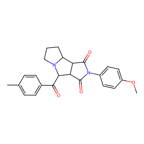 2-(4-methoxyphenyl)-4-[(4-methylphenyl)carbonyl]hexahydropyrrolo[3,4-a]pyrrolizine-1,3(2H,4H)-dione structure