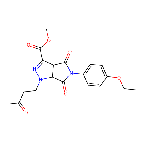 methyl 5-(4-ethoxyphenyl)-4,6-dioxo-1-(3-oxobutyl)-1,3a,4,5,6,6a-hexahydropyrrolo[3,4-c]pyrazole-3-carboxylate structure