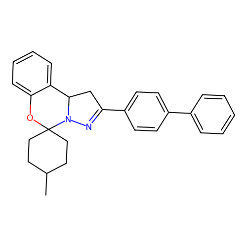 2'-(biphenyl-4-yl)-4-methyl-1',10b'-dihydrospiro[cyclohexane-1,5'-pyrazolo[1,5-c][1,3]benzoxazine] structure
