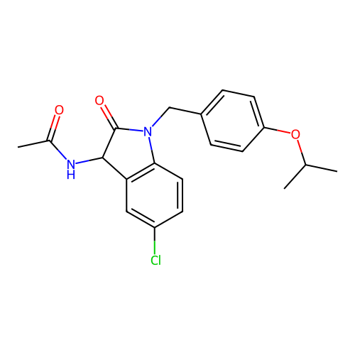 N-(5-chloro-1-{[4-(methylethoxy)phenyl]methyl}-2-oxoindolin-3-yl)acetamide structure