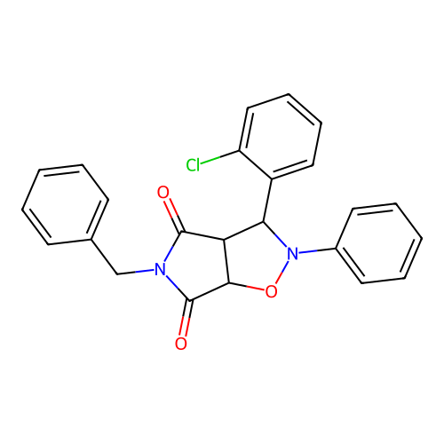 5-benzyl-3-(2-chlorophenyl)-2-phenyldihydro-2H-pyrrolo[3,4-d]isoxazole-4,6(5H,6aH)-dione structure