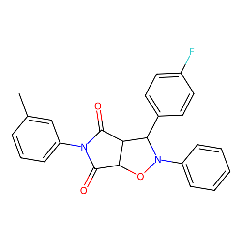 3-(4-fluorophenyl)-2-phenyl-5-(m-tolyl)dihydro-2H-pyrrolo[3,4-d]isoxazole-4,6(5H,6aH)-dione structure
