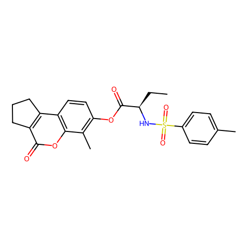 (6-methyl-4-oxo-2,3-dihydro-1H-cyclopenta[c]chromen-7-yl) (2R)-2-[(4-methylphenyl)sulfonylamino]butanoate structure