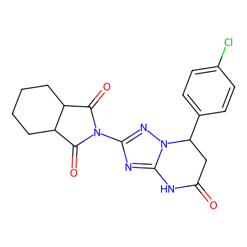 2-(7-(4-chlorophenyl)-5-oxo-4,5,6,7-tetrahydro-[1,2,4]triazolo[1,5-a]pyrimidin-2-yl)hexahydro-1H-isoindole-1,3(2H)-dione structure