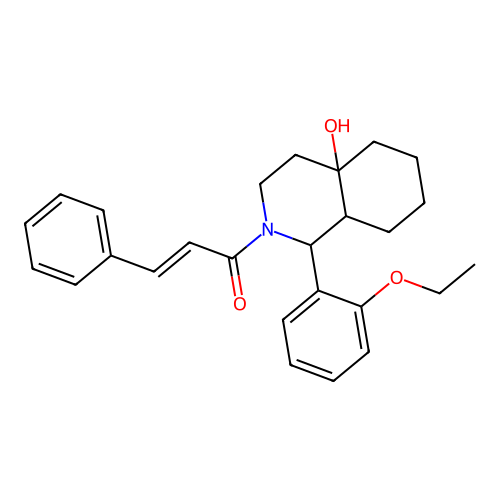 (2E)-1-[1-(2-ethoxyphenyl)-4a-hydroxyoctahydroisoquinolin-2(1H)-yl]-3-phenylprop-2-en-1-one structure