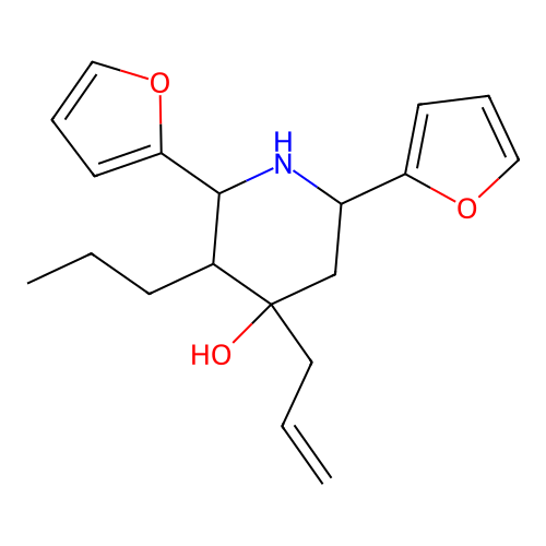 2,6-Di(furan-2-yl)-4-(prop-2-en-1-yl)-3-propylpiperidin-4-ol structure