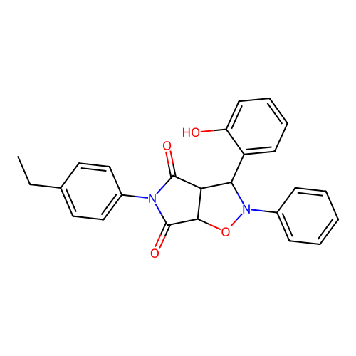 5-(4-ethylphenyl)-3-(2-hydroxyphenyl)-2-phenyl-3a,6a-dihydro-3H-pyrrolo[3,4-d][1,2]oxazole-4,6-dione structure
