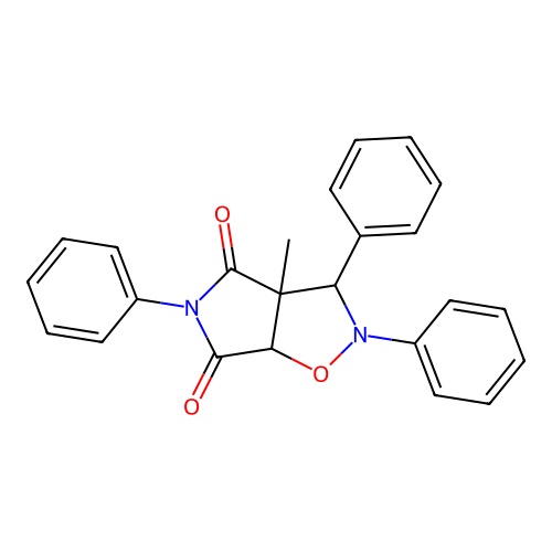 3a-methyl-2,3,5-triphenyldihydro-2H-pyrrolo[3,4-d][1,2]oxazole-4,6(3H,5H)-dione structure