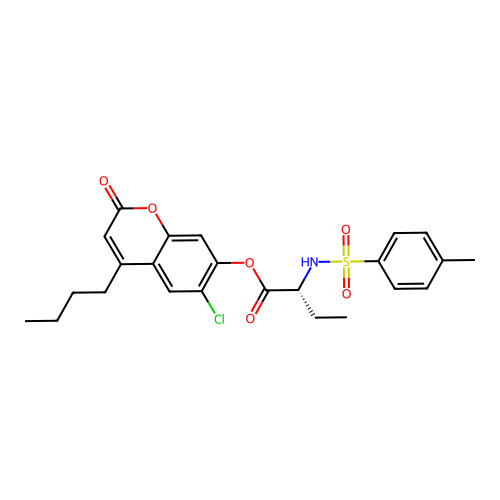 (4-butyl-6-chloro-2-oxochromen-7-yl) (2R)-2-[(4-methylphenyl)sulfonylamino]butanoate structure