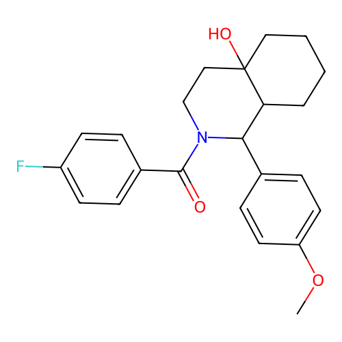 (4-fluorophenyl)(4a-hydroxy-1-(4-methoxyphenyl)octahydroisoquinolin-2(1H)-yl)methanone structure