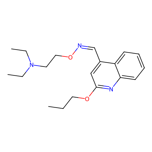Cinchoninaldehyde, 2-propoxy-, O-(2-(diethylamino)ethyl)oxime structure