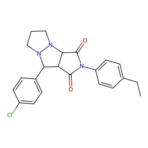 9-(4-chlorophenyl)-2-(4-ethylphenyl)hexahydro-1H-pyrazolo[1,2-a]pyrrolo[3,4-c]pyrazole-1,3(2H)-dione structure