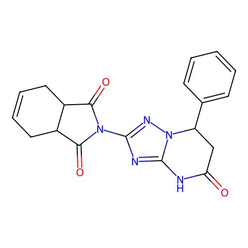2-(5-oxo-7-phenyl-3,5,6,7-tetrahydro[1,2,4]triazolo[1,5-a]pyrimidin-2-yl)-3a,4,7,7a-tetrahydro-1H-isoindole-1,3(2H)-dione structure