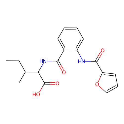 N-({2-[(furan-2-ylcarbonyl)amino]phenyl}carbonyl)isoleucine structure