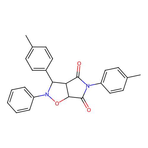 2-phenyl-3,5-di-p-tolyldihydro-2H-pyrrolo[3,4-d]isoxazole-4,6(5H,6aH)-dione structure