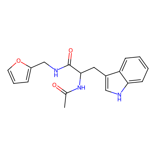 Nalpha-acetyl-N-(furan-2-ylmethyl)tryptophanamide structure