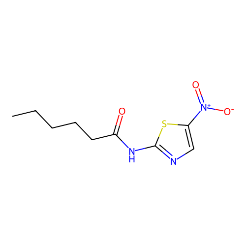 N-(5-nitro-1,3-thiazol-2-yl)hexanamide structure