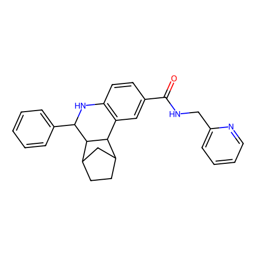 6-phenyl-N-(pyridin-2-ylmethyl)-5,6,6a,7,8,9,10,10a-octahydro-7,10-methanophenanthridine-2-carboxamide structure