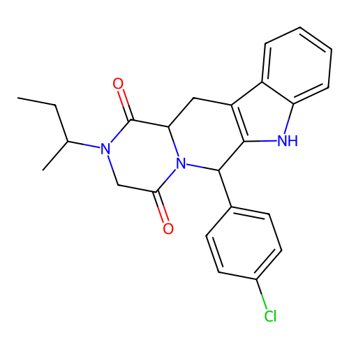 2-(butan-2-yl)-6-(4-chlorophenyl)-2,3,6,7,12,12a-hexahydropyrazino[1',2':1,6]pyrido[3,4-b]indole-1,4-dione structure