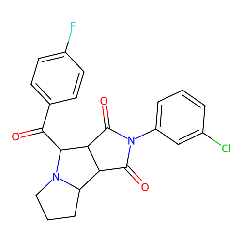2-(3-chlorophenyl)-4-[(4-fluorophenyl)carbonyl]hexahydropyrrolo[3,4-a]pyrrolizine-1,3(2H,4H)-dione structure