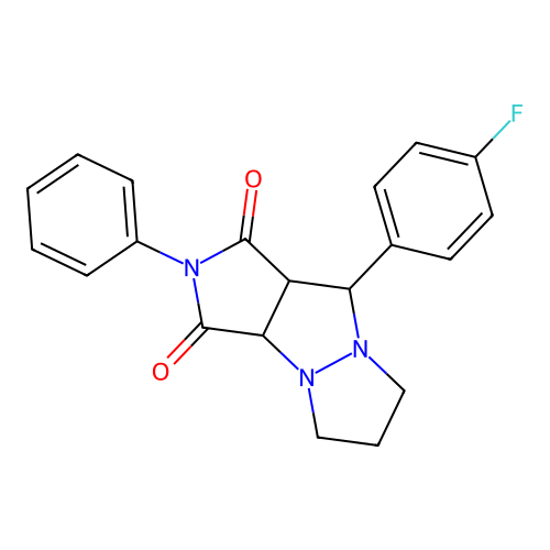 9-(4-fluorophenyl)-2-phenylhexahydro-1H-pyrazolo[1,2-a]pyrrolo[3,4-c]pyrazole-1,3(2H)-dione structure