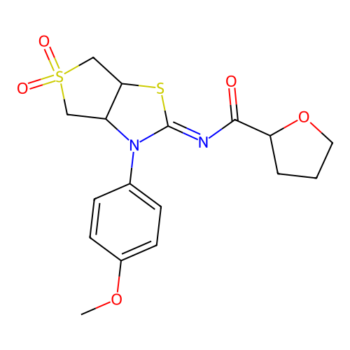 (Z)-N-(3-(4-methoxyphenyl)-5,5-dioxidotetrahydrothieno[3,4-d]thiazol-2(3H)-ylidene)tetrahydrofuran-2-carboxamide structure