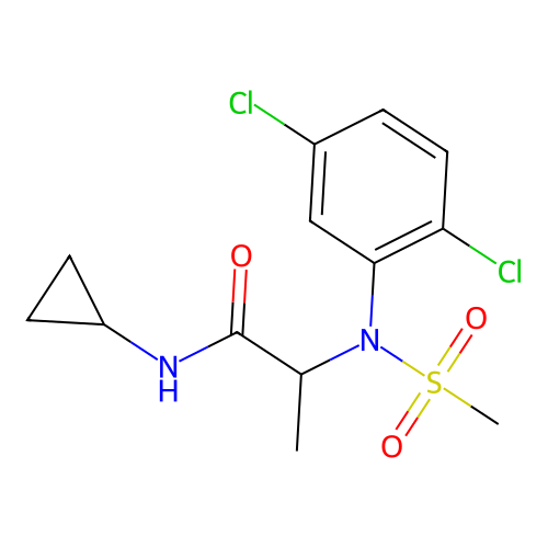 N-cyclopropyl-2-(2,5-dichloro-N-methylsulfonylanilino)propanamide structure