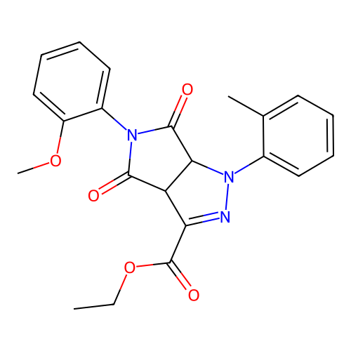 ethyl 5-(2-methoxyphenyl)-1-(2-methylphenyl)-4,6-dioxo-1,3a,4,5,6,6a-hexahydropyrrolo[3,4-c]pyrazole-3-carboxylate structure