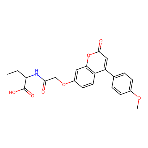 2-(2-((4-(4-methoxyphenyl)-2-oxo-2H-chromen-7-yl)oxy)acetamido)butanoic acid structure