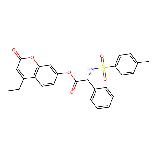 (4-ethyl-2-oxochromen-7-yl) (2R)-2-[(4-methylphenyl)sulfonylamino]-2-phenylacetate structure