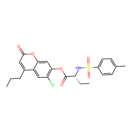 (6-chloro-2-oxo-4-propylchromen-7-yl) (2R)-2-[(4-methylphenyl)sulfonylamino]butanoate structure