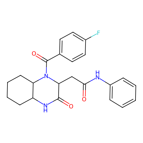 2-[1-(4-Fluoro-benzoyl)-3-oxo-decahydro-quinoxalin-2-yl]-N-phenyl-acetamide structure