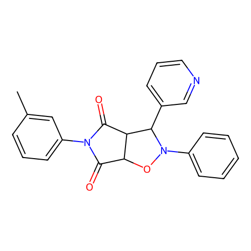 2-phenyl-3-(pyridin-3-yl)-5-(m-tolyl)dihydro-2H-pyrrolo[3,4-d]isoxazole-4,6(5H,6aH)-dione structure