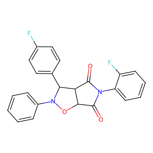 5-(2-fluorophenyl)-3-(4-fluorophenyl)-2-phenyl-3a,6a-dihydro-3H-pyrrolo[3,4-d][1,2]oxazole-4,6-dione structure