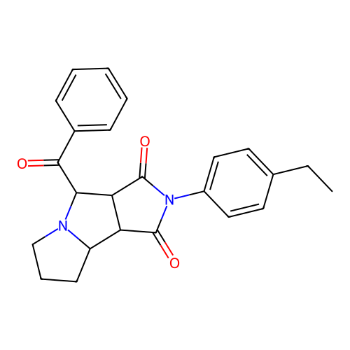 2-(4-ethylphenyl)-4-(phenylcarbonyl)hexahydropyrrolo[3,4-a]pyrrolizine-1,3(2H,4H)-dione structure