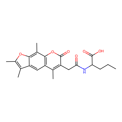 N-[(2,3,5,9-tetramethyl-7-oxo-7H-furo[3,2-g]chromen-6-yl)acetyl]norvaline structure