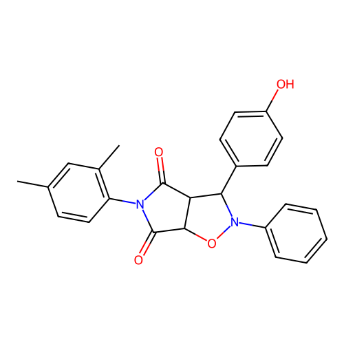 5-(2,4-dimethylphenyl)-3-(4-hydroxyphenyl)-2-phenyl-3a,6a-dihydro-3H-pyrrolo[3,4-d][1,2]oxazole-4,6-dione structure