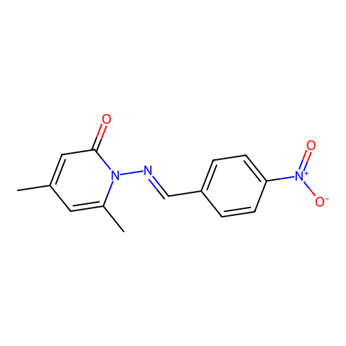 4,6-dimethyl-1-[(E)-(4-nitrophenyl)methylideneamino]pyridin-2-one structure