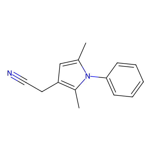 2-(2,5-dimethyl-1-phenyl-1H-pyrrol-3-yl)acetonitrile structure